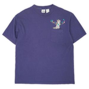 ディズニー Disney 90s POCAHONTAS ポケットTシャツ キャラクター 刺繍 ポケT ポカホンタス 古着 (-1858) ネイビー / 紺 XL｜hi-smile
