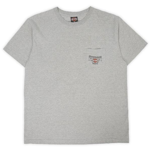 ハーレーダビッドソン HARLEY-DAVIDSON 00s Y2K ポケットTシャツ エンブレムロ...