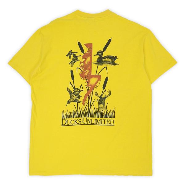 DUCKS UNLIMITED 80s 90s 両面プリント ポケットTシャツ USA製 アメリカ製...