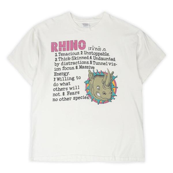 RHINO WEAR 90s 両面プリントTシャツ 企業物 動物 シングルステッチ USA ヴィンテ...