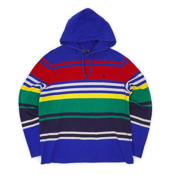 ポロラルフローレン POLO RALPH LAUREN 00s マルチボーダー柄 フーディーカットソ...