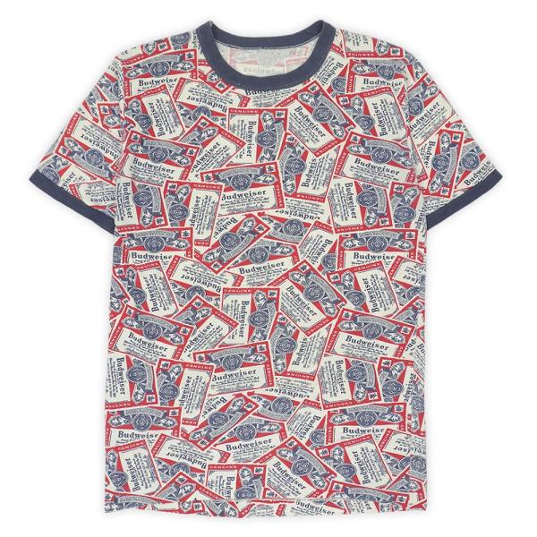 バドワイザー Budweiser 70s 80s リンガーTシャツ プリント 半袖 企業物 オールド...