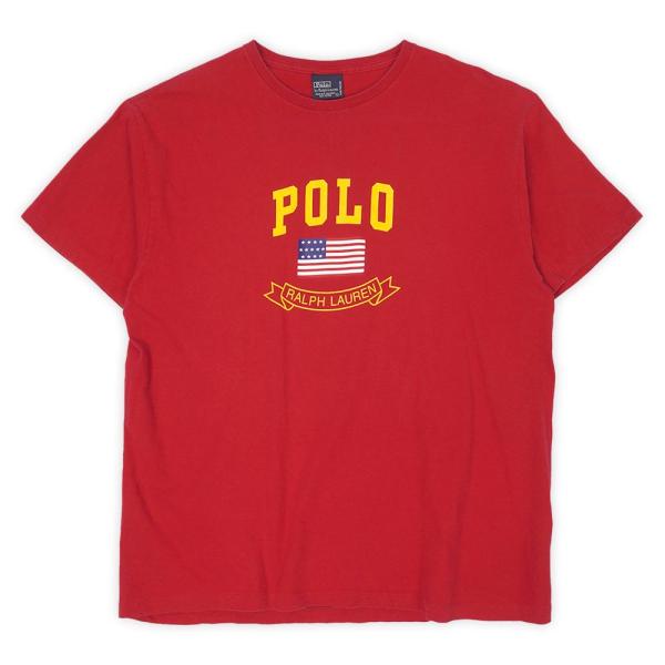 ポロラルフローレン POLO RALPH LAUREN 90s ロゴプリントTシャツ 星条旗 USA...