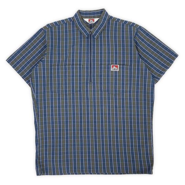 ベンデイビス BEN DAVIS 00s ハーフジップワークシャツ 半袖 珍品 USA ビンテージ ...