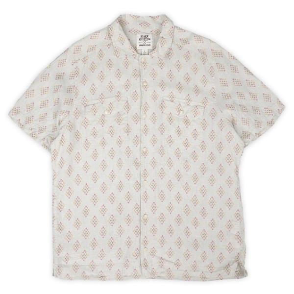 ランズエンド LANDS' END BLAKE SHELTON 00s 総柄 レギュラーカラー リネ...