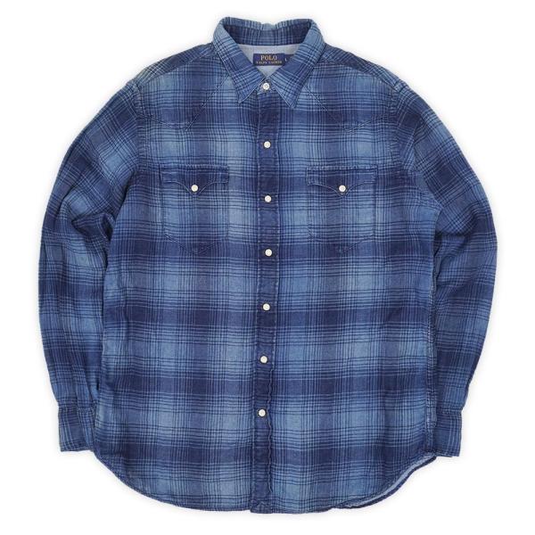 ポロラルフローレン POLO RALPH LAUREN 00s ガーゼ ウエスタンシャツ チェック柄...
