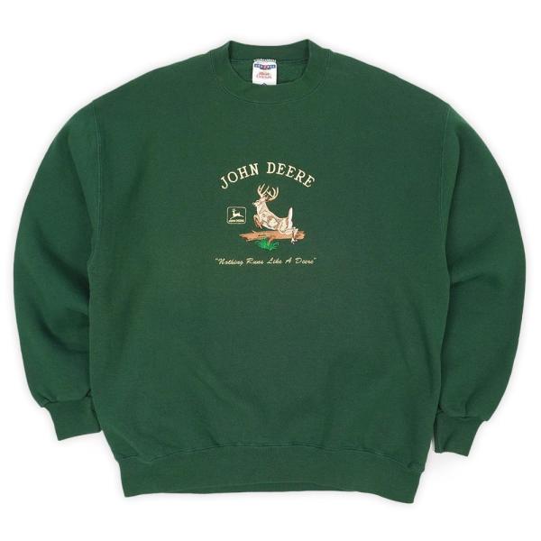 ジョンディア JOHN DEERE 00s 企業ロゴ 刺繍 スウェット MADE IN USA JE...
