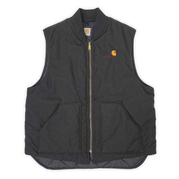 カーハート Carhartt 90s ナイロンダックベスト 腰ゴム 刺繍 ロゴ 珍品 USA ヴィン...