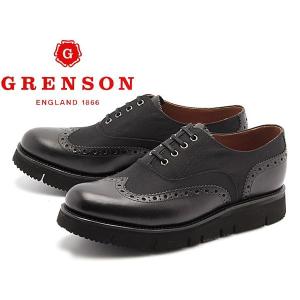 訳あり品 グレンソン マックス 5275 男性用 ブラック 27.0cm UK8.0 GRENSON MAX メンズ ウィングチップ ローカット 短靴 g006｜hi-style