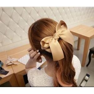 バレッタ　シンプルビッグサテンラッピングリボンバレッタ　