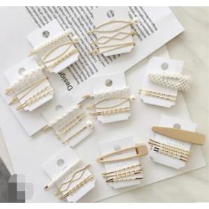 ヘアピン　パール＆ゴールドヘアピン3〜5点セットBタイプ　