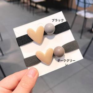 ヘアゴム つやつやハートとマットボールのヘアロ...の詳細画像2