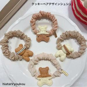 シュシュ かわいい ドット柄ベロア調ミニシュシュ まとめ髪 ピンク