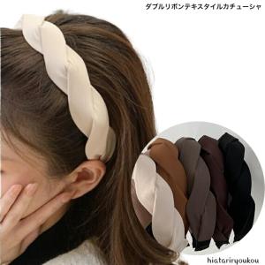 カチューシャ　ダブルリボンテキスタイルカチ�