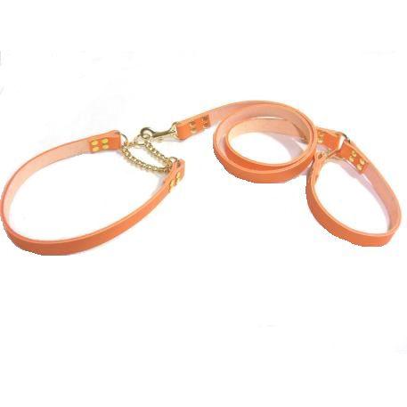 ハーフチョークとリードセット カラーヌメ　2cm幅