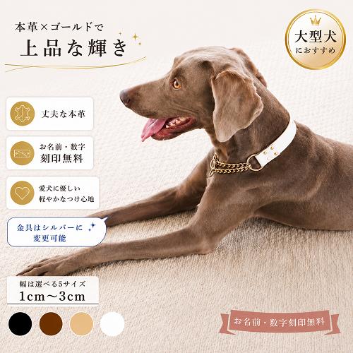お名前、数字刻印無料 本革 ハーフチョーク首輪 大型犬 超大型犬用　レザー3cm幅  国産　おしゃれ...