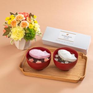 日比谷花壇公式 敬老の日 OCEAN ＆ TERRE 「鯛のお吸い物最中」とアレンジメントのセット 日比谷花壇 グルメ