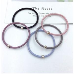 ヘアゴム　シンプルカラーワンポイントゴールドビーズヘアゴム　可愛い 大人っぽい レディース　ヘアアレ...