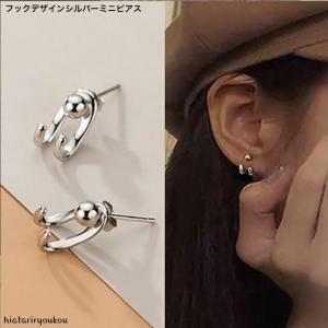 ピアス　フックデザインシルバーミニピアス　プチプラ