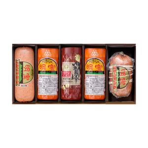 0613-024 明宝ハム2本と瑞峰、スモークドハム、パセリソーセージ各1本入 ギフト 箱付き お中元 御中元