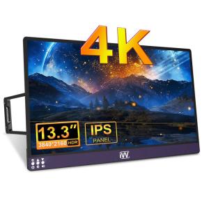 モバイルモニター 13.3 IVV モバイルディスプレイ 一体自立式 4K 3840x2160 ゲームモニター IPS液晶パネル USB T