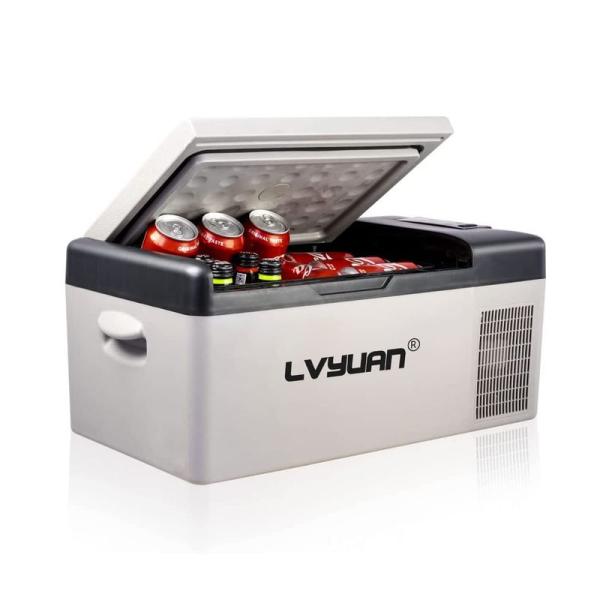 LVYUAN(リョクエン) 車載冷蔵庫 15L ポータブル 小型 -20℃?20℃ LG コンプレッ...