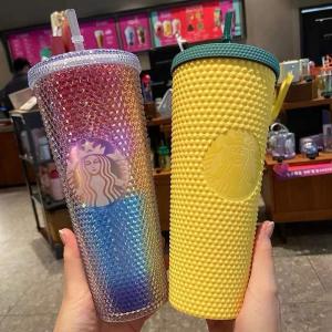 スターバックス STARBUCKS 18色 プラスチック コップ ストロー スタバ 保温 保冷 おしゃれ 新品 大容量 710ml