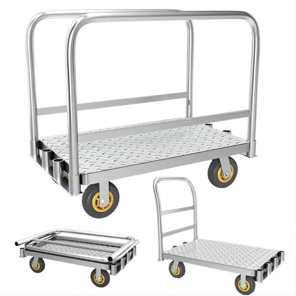 2in1 ボード台車 折畳み長尺物運搬車 ガラス運搬用台車 大型手押し台車ブレーキ付き 全鋼構造90...