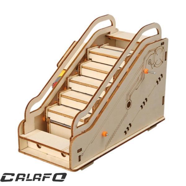 DIYサイエンス実験セット、3Dパズルビルディングおもちゃ、ミニエスカレーターモデルクラフトインタラ...