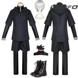 東京喰種トーキョーグール　金木研 かねきけん 風　コスプレ衣装　ウィッグ　靴　仮面　コスチューム　服　ハロウィン
