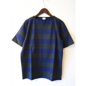 TIEASY AUTHENTIC CLASSIC HDCS BOATNECK S/S WIDE BORDER BASQUE SHIRT ボートネック ボーダー バスクシャツ 半袖 Ｔシャツ カットソー_NAVY×FOREST GREEN