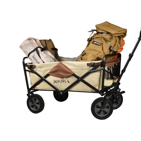 キャリーワゴン アウトドアワゴン 耐荷重150kg 110L 自立式 折りたたみ キャリーカート ワ...