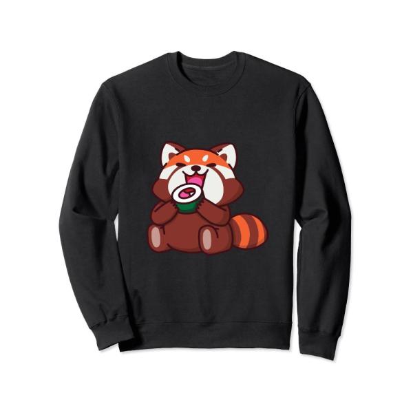 Red Panda Bear Eats Sushi Japan Animals Cute Kawai...