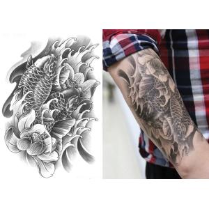 　大きめサイズ☆鯉と蓮の花☆　防水　刺青　入れ墨