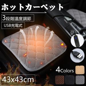 ホットカーペット 電気マット ホットマット 温度調節 USB 車載用 車載加熱 ミニ 一人用 43×43cm 省エネ 座布 電気ホットマット  キャンプ 車内 加熱パッド｜high-9-store