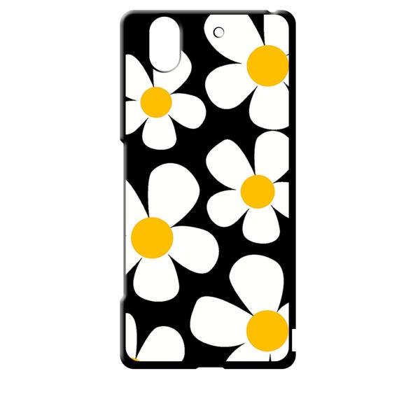 F01K ブラック ハードケース デイジー 花柄 レトロ フラワー