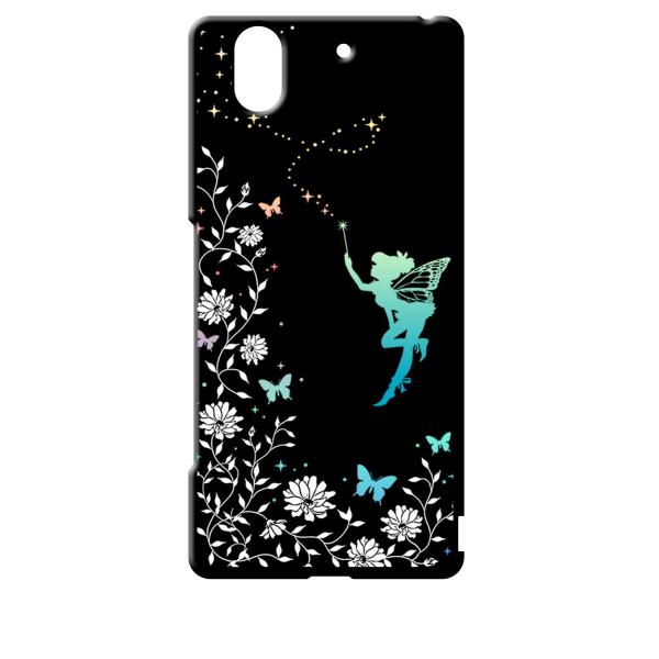F01K ブラック ハードケース フェアリー キラキラ 妖精 花柄 蝶