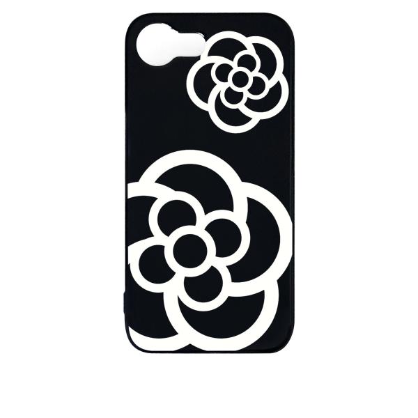 iPhone16e アイフォン16e ブラック ハードケース カメリア 花柄