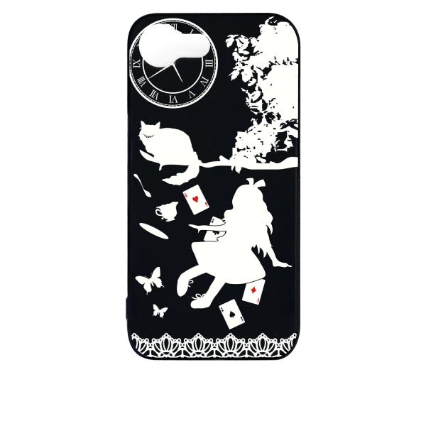 iPhone16e アイフォン16e ブラック ハードケース Alice in wonderland...