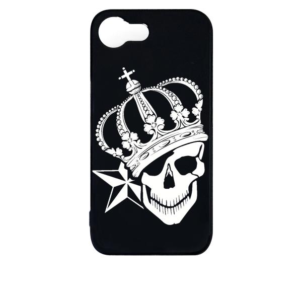 iPhone16e アイフォン16e ブラック ハードケース スカル クラウン 王冠 ドクロ 骸骨 ...