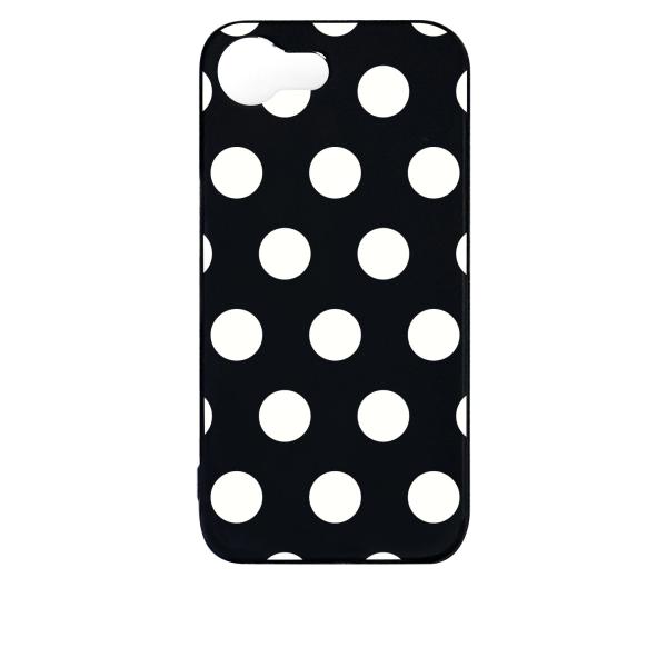iPhone16e アイフォン16e ブラック ハードケース 小 ドット柄 水玉 ホワイト