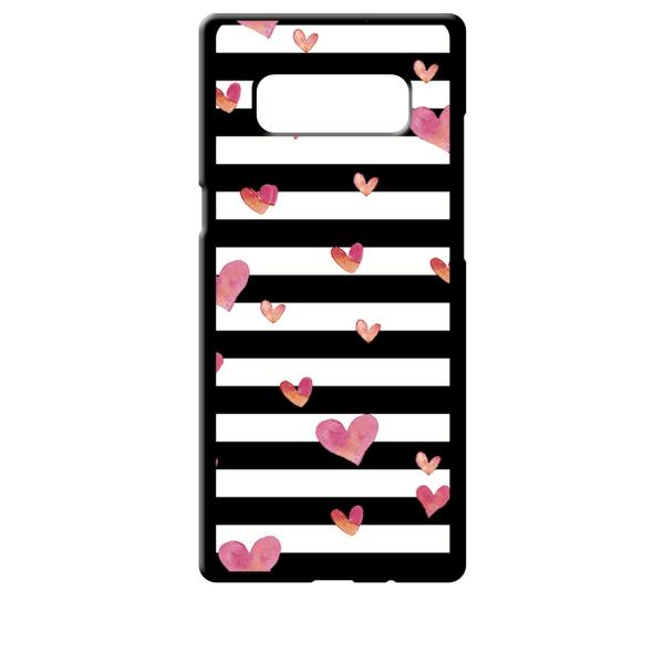SC01K/SCV37 ブラック ハードケース ハート＆ボーダー