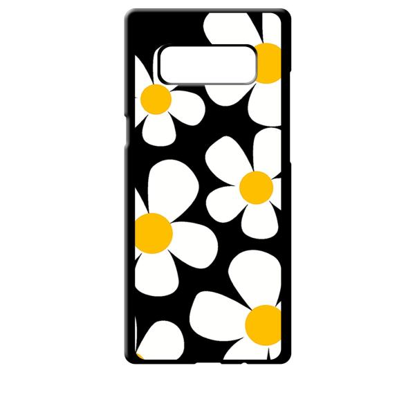 SC01K/SCV37 ブラック ハードケース デイジー 花柄 レトロ フラワー