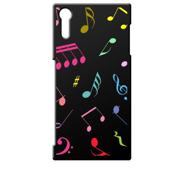 SO01J/SOV34/601SO ブラック ハードケース 音符 ト音記号 カラフル