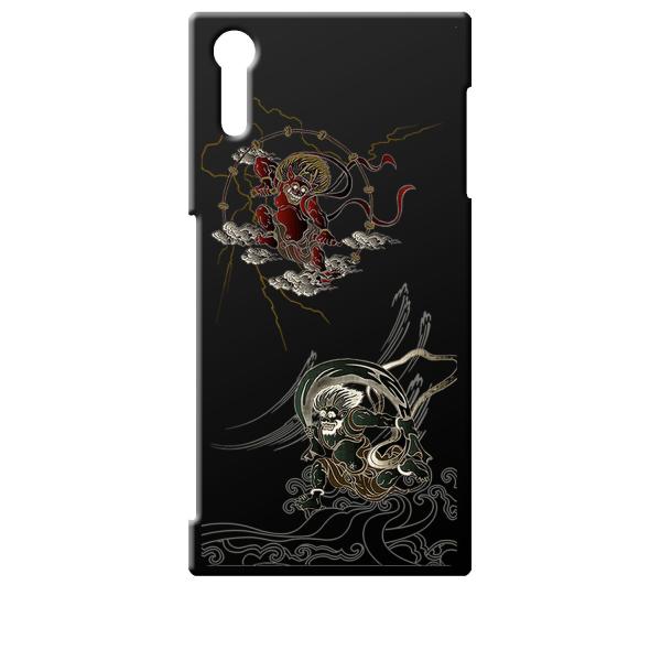 SO01J/SOV34/601SO ブラック ハードケース ip1031 和風 和柄 風神 雷神 ト...