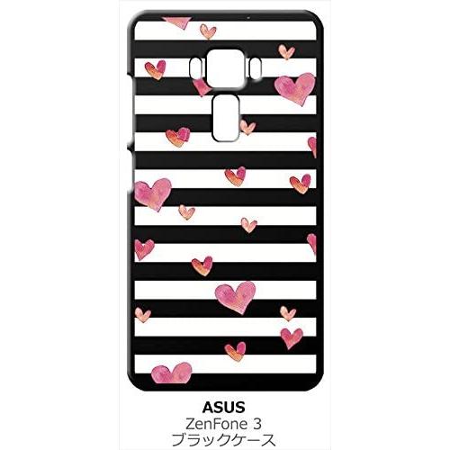 zenfone3 ブラック ハードケース ハート＆ボーダー