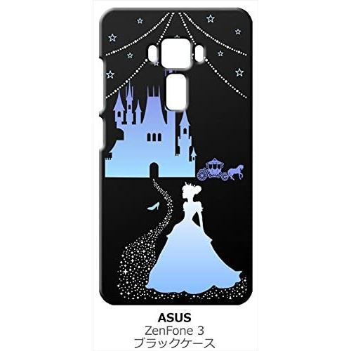 zenfone3 ブラック ハードケース シンデレラ(ブルー) キラキラ プリンセス