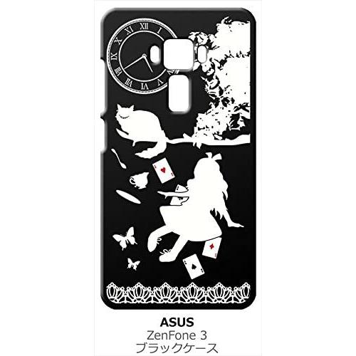 zenfone3 ブラック ハードケース Alice in wonderland アリス 猫 トラン...