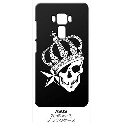 zenfone3 ブラック ハードケース スカル クラウン 王冠 ドクロ 骸骨 星 スター