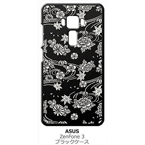 zenfone3 ブラック ハードケース ip1034 和風 和柄 花柄 もみじ 菊 牡丹 花柄
